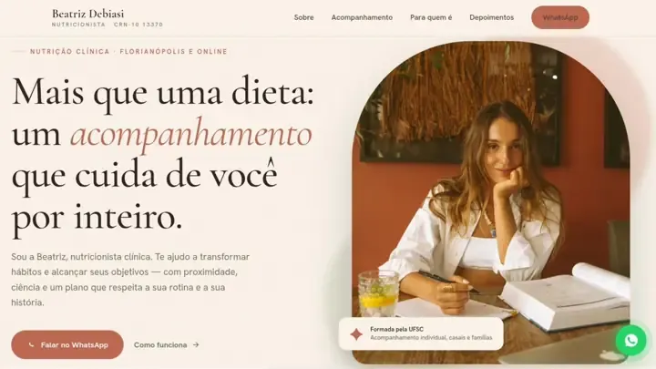 Site da nutricionista Beatriz