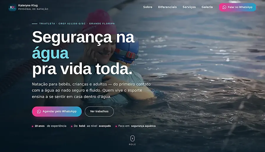 Site da personal de natação Kateryne